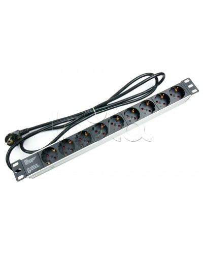Блок на 9 розеток EU горизонтальный для 19 шкафов Cabeus (PDU-9P-2EU) в Тюмени Блоки розеток Pintop.ru