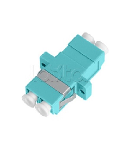 Адаптер NIKOMAX волоконно-оптический, соединительный, многомодовый, стандарта OM3, LC/UPC-LC/UPC, двойной, пластиковый, без шторки, с фланцами, аква, уп-ка 2шт. NIKOMAX (NMF-OA2M3-FN-LCU-LCU-AQ-2) в Тюмени Проходные адаптеры и розетки оптические Pint