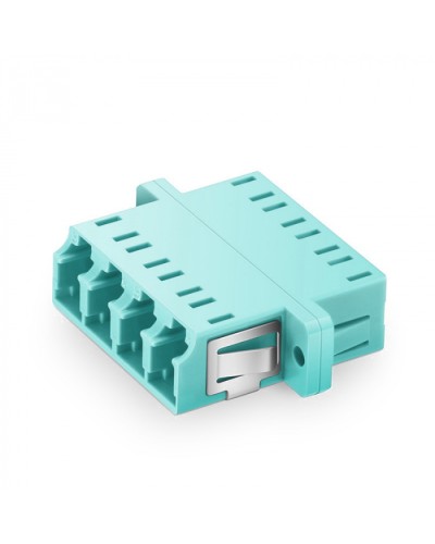 Оптический адаптер OM3, квадро LC, с фланцами, бирюзовый Eurolan (36A-30-4L-02AQ) в Тюмени Проходные адаптеры и розетки оптические Pintop.ru