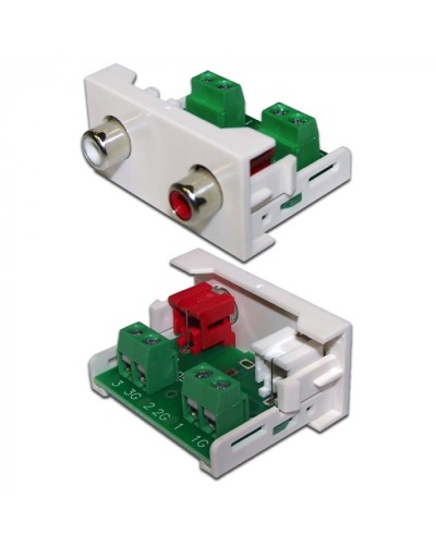 Вставка Mosaic 22.5x45 2xRCA Stereo Audio, белая LANMASTER (LAN-WA-LP-2RCA-WH) в Тюмени Коннекторы и разъемы Pintop.ru