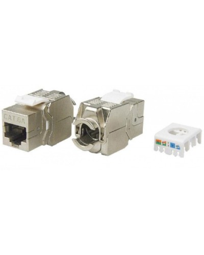 Вставка Keystone Jack RJ-45(8P8C) Hyperline KJ8-8P8C-C6A-180-TLS-SH-F-WH в Тюмени Модули Keystone Pintop.ru
