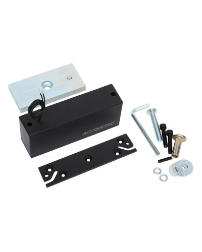 Электромагнитный влагозащищенный замок AccordTec ML-300П с планкой, цвет черный в Тюмени Электромагнитные замки Pintop.ru