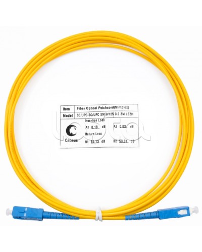 Патч-корд волоконно-оптический (шнур) SM 9/125 simplex SC-SC LSZH (3м) Cabeus FOP(s)-9-SC-SC-3m в Тюмени Патч-корды оптические Pintop.ru