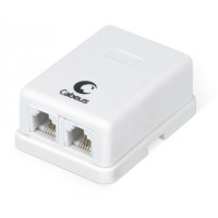 Розетка телефонная RJ-12(6P4C), двойная, внешняя, белая Cabeus WS-6P4C-TEL-2