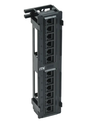 ITK Настенная патч-панель кат.5Е UTP, 12 портов (IDC Dual) (PP12-C5EU-D05) в Тюмени Патч панель Pintop.ru