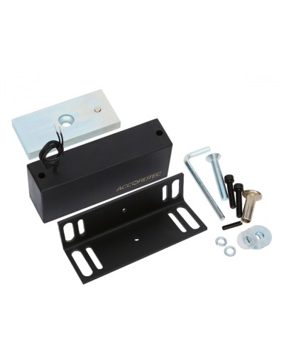 Электромагнитный влагозащищенный замок AccordTec ML-300П с уголком, цвет черный в Тюмени Электромагнитные замки Pintop.ru