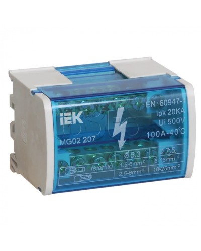 Шины на DIN-рейку в корпусе (кросс-модуль) L+PEN 2х7 IEK YND10-2-07-100 в Тюмени Вентиляторные модули Pintop.ru