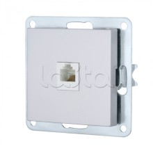 Розетка телефонная RJ-12 с накладкой (серебристый металлик) LK 80 Экопласт (845503-1)