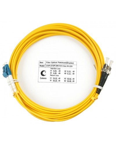 Шнур оптический duplex LC-ST 9/125 sm 5м LSZH Cabeus FOP(d)-9-LC-ST-5m в Тюмени Патч-корды оптические Pintop.ru