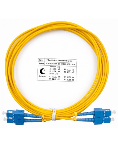 Шнур оптический duplex SC-SC 9/125 sm 3м LSZH Cabeus FOP(d)-9-SC-SC-3m в Тюмени Патч-корды оптические Pintop.ru