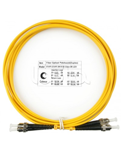 Шнур оптический duplex ST-ST 9/125 sm 3м LSZH Cabeus FOP(d)-9-ST-ST-3m в Тюмени Патч-корды оптические Pintop.ru