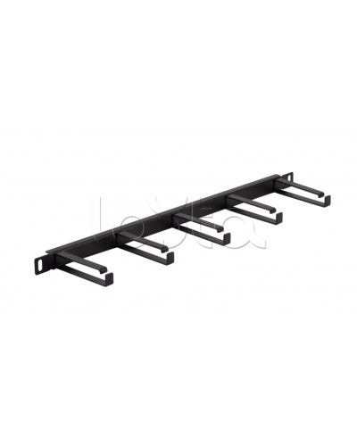 Органайзер горизонтальный 19 0.5U, 5 колец (Черный) Cabeus (JB08-0,5U-BK) в Тюмени Кабельные органайзеры Pintop.ru