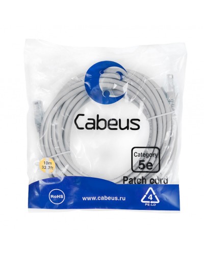 Патч-корд медный U/UTP кат.5е (20м) LSZH (серый) Cabeus (PC-UTP-RJ45-Cat.5e-20m-LSZH) в Тюмени Патчкорды (медные) Pintop.ru