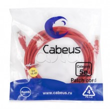 Патч-корд медный U/UTP кат.5е (5м) LSZH (красный) Cabeus (PC-UTP-RJ45-Cat.5e-5m-RD-LSZH)