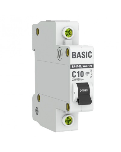 Автоматический выключатель 1P 10А (C) 4,5кА ВА 47-29 EKF Basic (mcb4729-1-10C) в Тюмени Электротехническое оборудование Pintop.ru