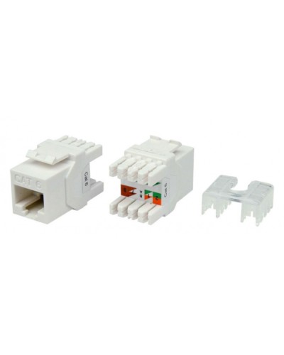 Вставка Keystone Jack RJ-45(8P8C) Hyperline KJ8-8P8C-C6-180-WH в Тюмени Модули Keystone Pintop.ru