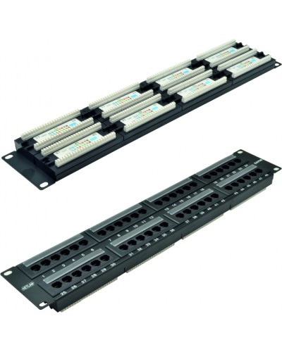 Панель коммутационная 19, 2U, 48 портов,Кат.5e NETLAN EC-URP-48-UD2 в Тюмени Патч панель Pintop.ru