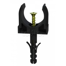 Крепеж-клипса с дюбелем и саморезом черная д20 в малой упаковке (10шт/900шт уп/кор) Промрукав (PR13.0312)