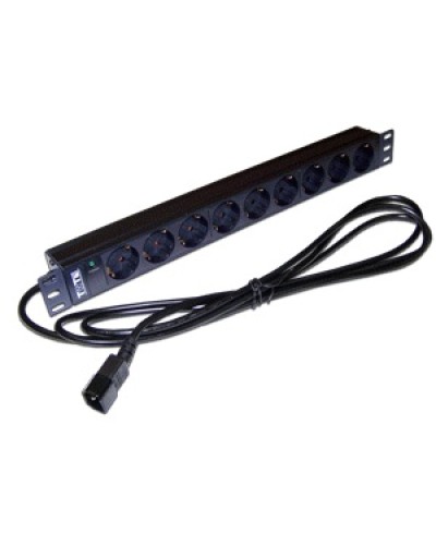 Блок розеток 19 9 шт. без выключателя, 10A 250V, шнур питания с вилкой C14, 3.0 м TWT TWT-PDU19-10A9P4-3.0 в Тюмени Блоки розеток Pintop.ru