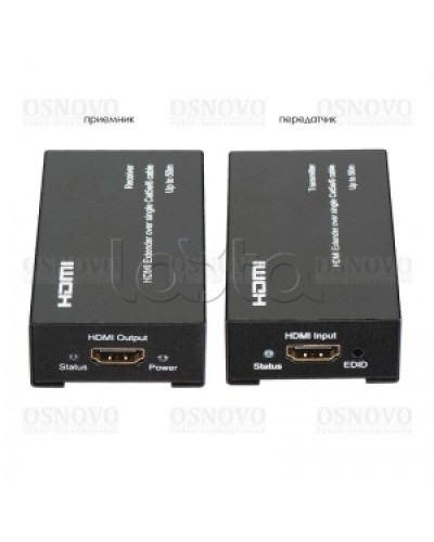 Комплект для передачи HDMI по одному кабелю витой пары CAT5e/6 до 50м OSNOVO TA-Hi/1+RA-Hi/1 в Тюмени Видеоусилители, Модуляторы, Делители Pintop.ru