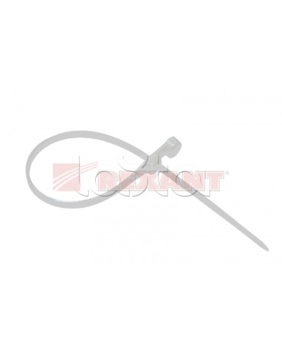 Хомут-стяжка нейлоновый под винт 2.5х100 мм белый (100шт/уп) REXANT 07-0104 в Тюмени Стяжки-хомуты Pintop.ru