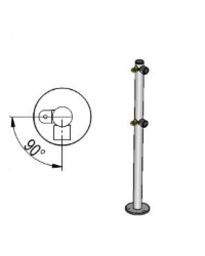 Стойка ограждения L-образная под поворотные створку и секцию 2 полупетли с крепежом, 2 муфты с крепежом справа Oxgard Стойка ограждения с 2-мя полупетлями L-образная права (ВЗР 1996.09.01) в Тюмени Ограждения Pintop.ru