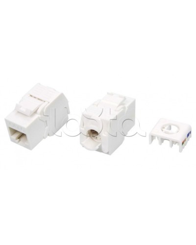 Вставка Keystone Jack RJ-45(8P8C) Hyperline KJ8-8P8C-C6-180-TLS-WH в Тюмени Модули Keystone Pintop.ru