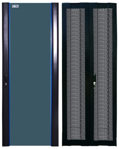 Комплект дверей 42U, 800 мм, черный, передняя - стекло, задняя - распашная перфорированна TWT TWT-CBB-DR42-8x-S-GP в Тюмени Аксессуары для стоек и шкафов Pintop.ru