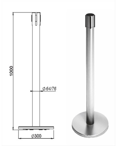 Стойка ограждения передвижная с ремнем Oxgard Стойка ограждения передвижная с ремнем (2 метра черный) (ВЗР2387.07) в Тюмени Ограждения Pintop.ru