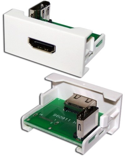 Вставка Mosaic 22.5x45 с адаптером HDMI 90 градусов, мама, белая LANMASTER (LAN-WA-LP-HD90F-WH) в Тюмени Коннекторы и разъемы Pintop.ru