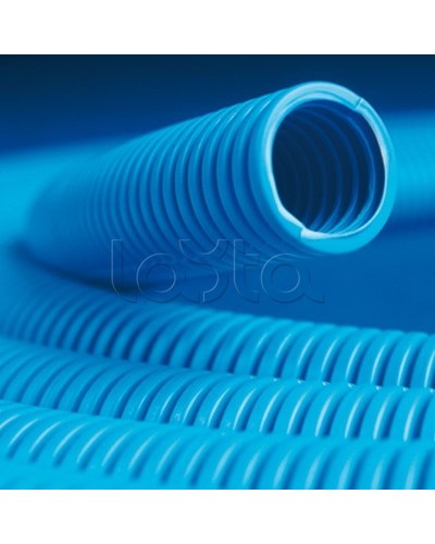 Труба ППЛ гибкая гофр. д.40мм, тяжёлая с протяжкой, 20м, цвет синий DKC 11540 в Тюмени Труба гофрированная Pintop.ru