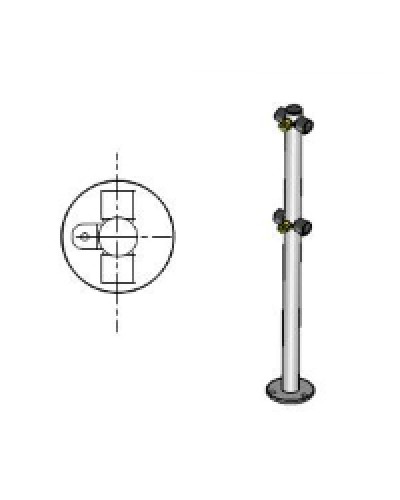 Стойка ограждения с 2-мя полупетлями под поворотную створку или секцию Т-образная по 2 муфты слева и справа Oxgard Стойка ограждения с 2-мя полупетлями Т-образная (ВЗР 1996.09.21) в Тюмени Ограждения Pintop.ru