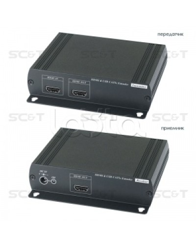 Удлинитель HDMI KVM (комплект приёмник + передатчик) по Ethernet до 120м (CAT5e) SC&T HKM01E в Тюмени Видеоусилители, Модуляторы, Делители Pintop.ru