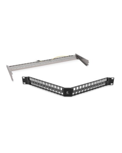 Угловая модульная патч-панель 19, 48 портов, 1U Cabeus (PLBHD-48-CON-SH) в Тюмени Патч панель Pintop.ru