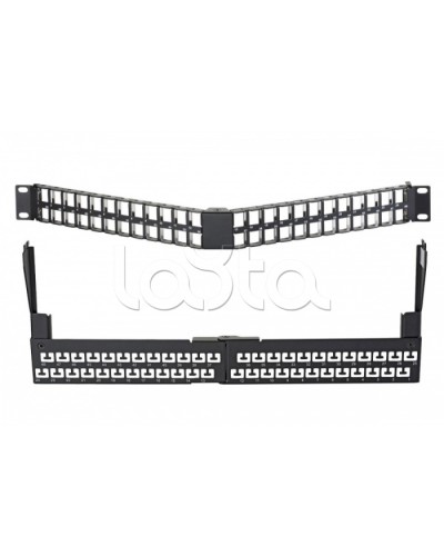 Коммутационная угловая панель 19” наборная, FTP, 1U, 48 портов, черный Eurolan (27A-00-48-01BL) в Тюмени Патч панель Pintop.ru