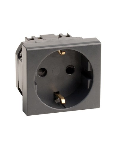 Розетка силовая 2Р+Е, со шторками, «Viva», 2 мод., цвет черный DKC (45205) в Тюмени Аксессуары для кабель-канала Pintop.ru