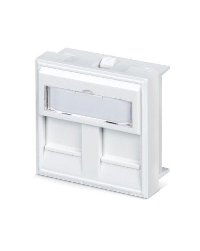 Вставка 45x45 (Mosaic) для 2 модулей формата Keystone Jack с маркером (FP-45-2M) Пожтехкабель СКС (202-032) в Тюмени Модули Keystone Pintop.ru