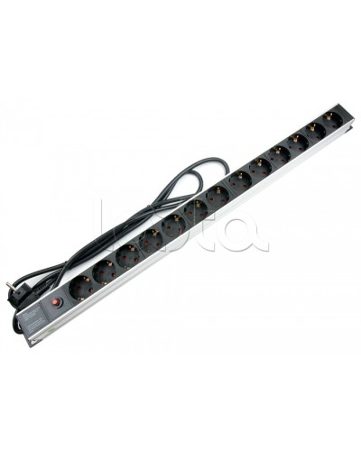 Блок евророзеток для 19 шкафов, 13 розеток, фильтр, 16 A Cabeus PDU-13P-F-2EU в Тюмени Блоки розеток Pintop.ru