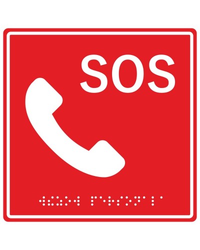 Табличка тактильная с пиктограммой SOS с трубкой Hostcall MP-010R2 в Тюмени Система оповещения и трансляции Hostcall Pintop.ru
