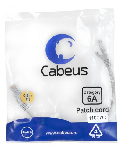 Патч-корд S/FTP Cabeus (PC-SSTP-RJ45-Cat.6a-0.3m-LSZH) в Тюмени Патчкорды (медные) Pintop.ru