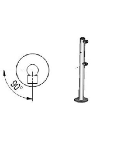 Стойка ограждения с отверстием под фиксатор L-образная, 2 муфты справа Oxgard Стойка ограждения с отверстием под фиксатор L-образная, 2 муфты справа (ВЗР 1996.09.62) в Тюмени Ограждения Pintop.ru
